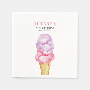 Rosa Ice Cream Cone-Födelsedagsfest Pappersservett