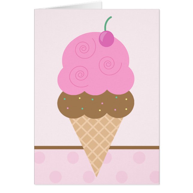 Rosa Ice Cream Cone Hälsningskort (Framsidan)