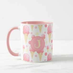 Rosa Ice Cream Cone Monogrammed Mugg