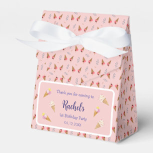 Rosa Ice Cream Cone Mönster Girl's First Birthday Presentaskar