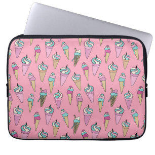 Rosa Ice Cream Cone mönster Laptop Fodral