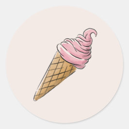 Rosa Ice Cream Cone Stickers Runt Klistermärke