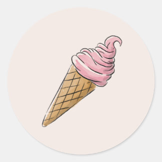Rosa Ice Cream Cone Stickers Runt Klistermärke