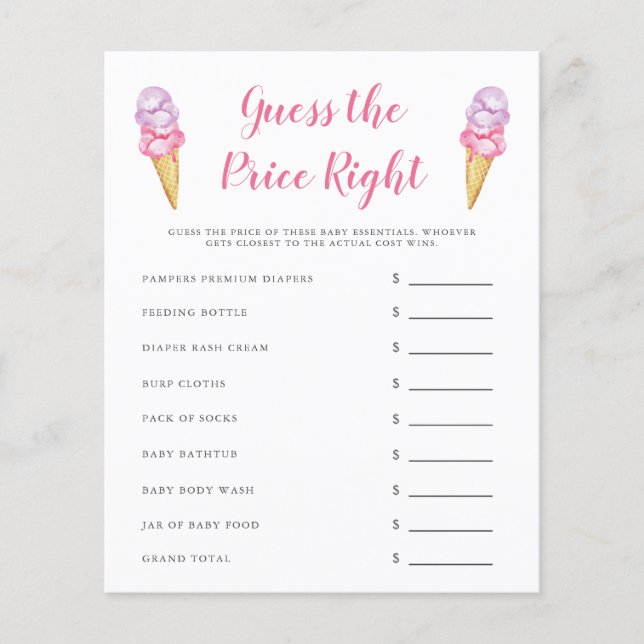 Rosa Ice Cream gissar Pris Höger Game (Framsida)