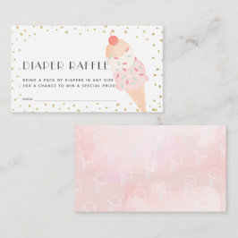 Rosa Ice Cream Guld Diaper Raffle Biljett Tilläggskort