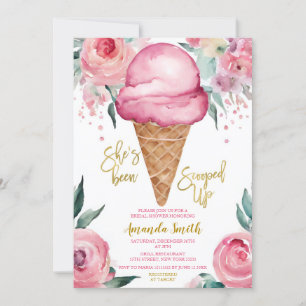 Rosa Ice Cream Hon har blivit uppskurna Möhippa Inbjudningar
