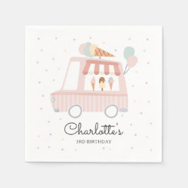 Rosa Ice Cream Lastbil Födelsedagsfest Dekoration Pappersservett
