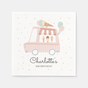 Rosa Ice Cream Lastbil Födelsedagsfest Dekoration Pappersservett