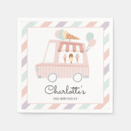 Rosa Ice Cream Lastbil Födelsedagsfest Dekoration Pappersservett