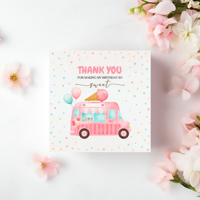 Rosa Ice Cream Lastbil Här är The Scoop Birthday Gåvor Etiketter (Skapare uppladdad)