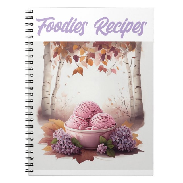 Rosa Ice Cream med Lilac Flowers Foodies Recipes Anteckningsbok (Framsidan)