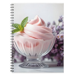 Rosa Ice Cream med Lilac Flowers & Grönt Mint Anteckningsbok