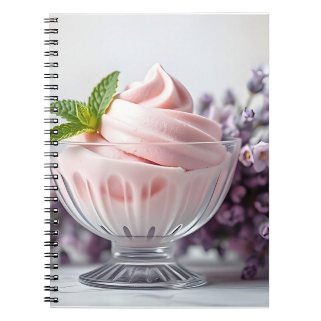 Rosa Ice Cream med Lilac Flowers & Grönt Mint Anteckningsbok (Framsidan)