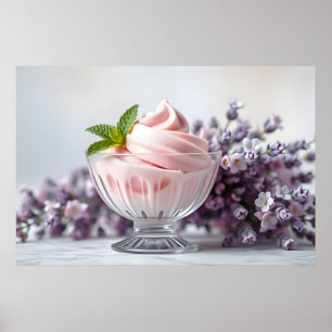 Rosa Ice Cream med Lilac Flowers & Grönt Mint Poster