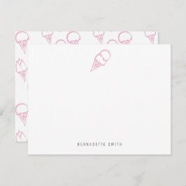 Rosa Ice Cream Stationery Note Card Anteckningskort