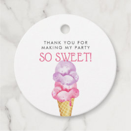 Rosa Ice Cream Themme Födelsedagsfest Gåvor Etiketter