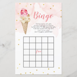 Rosa Ice kräm Guld Glitter babydusch Bingo Game