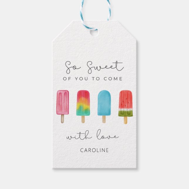 Rosa Icepop Personlig Barns födelsedag Presentetikett (Framsidan)