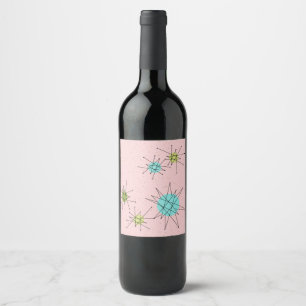Rosa Iconic atom- etikett för Starbursts vinflask