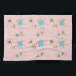 Rosa Iconic atom- Starbursts kökshandduk<br><div class="desc">Detta rosa Iconic atom- mönster för den Starbursts kökshandduken (stort tryck) presenterar iconic atom- starbursts. Det är höger! Old school, första färgad bakgrund för damen rosor med guld- stänk är den perfekta bakgrunden för den vibrerande turkosen, rogivande selleri, och den kitschy peargröntfärgaden cirklar. Fläckarna av färg förläggas sporadically i olikt...</div>