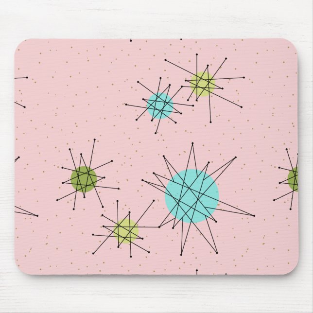 Rosa Iconic atom- Starbursts Mousepad Musmatta (Framsidan)