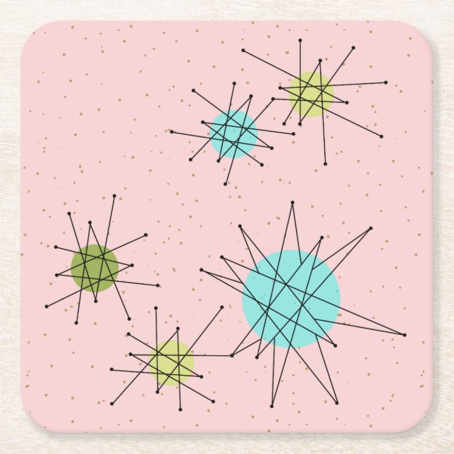 Rosa Iconic atom- Starbursts pappersunderlägg Underlägg Papper Kvadrat (Framsidan)