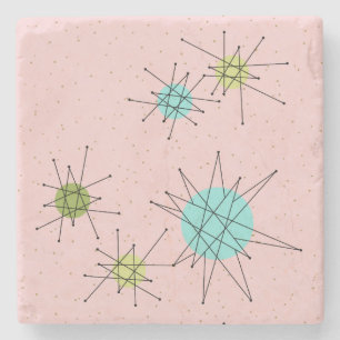Rosa Iconic atom- Starbursts stenkustfartyg Underlägg Sten