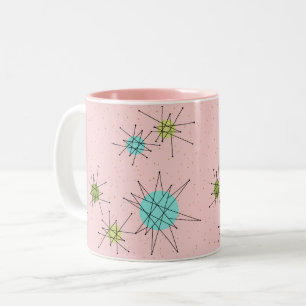 Rosa Iconic atom- Starbursts Två-Tonar muggen Två-Tonad Mugg