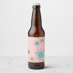 Rosa Iconic Atomic Starbursts Beer Flaska-etikett Ölflaska Etikett
