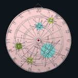 Rosa Iconic Atomic Starbursts Dart Board Darttavla<br><div class="desc">Denna Rosa Iconic Atomic Starbursts Dart Board mönster har ikoniska atomstjärnor. Det är höger! Bakgrunden till färgaden old school, första Dam Rosa med guld-spektrum är perfektens bakgrund för färgaden av pulserande turkos, soothing celery och kitschy pear grönt circles. Sportarna i färg placeras sporadiskt i olika storlekar med överliggande V-formad linjer...</div>