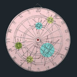 Rosa Iconic Atomic Starbursts Dart Board Darttavla<br><div class="desc">Denna Rosa Iconic Atomic Starbursts Dart Board mönster har ikoniska atomstjärnor. Det är höger! Bakgrunden till färgaden old school, första Dam Rosa med guld-spektrum är perfektens bakgrund för färgaden av pulserande turkos, soothing celery och kitschy pear grönt circles. Sportarna i färg placeras sporadiskt i olika storlekar med överliggande V-formad linjer...</div>