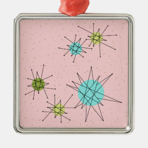 Rosa Iconic Atomic Starbursts jul Ornament