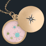 Rosa Iconic Atomic Starbursts Necklace Guldpläterat Halsband<br><div class="desc">Den här Rosa Iconic Atomic Starbursts (atomstjärnor) i Necklace mönster har ikoniska atomstjärnor. Det är höger! Bakgrunden till färgaden old school, första Dam Rosa med guld-spektrum är perfektens bakgrund för färgaden av pulserande turkos, soothing celery och kitschy pear grönt circles. Sportarna i färg placeras sporadiskt i olika storlekar med överliggande...</div>