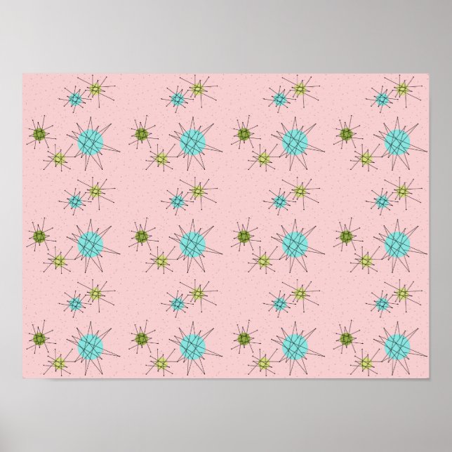 Rosa Iconic Atomic Starbursts Poster (Framsidan)