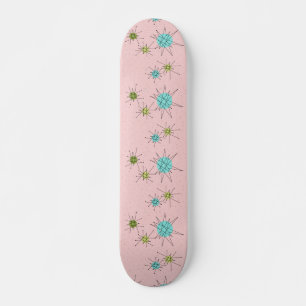 Rosa Iconic Atomic Starbursts Skateboard Bräda 19,5 Cm