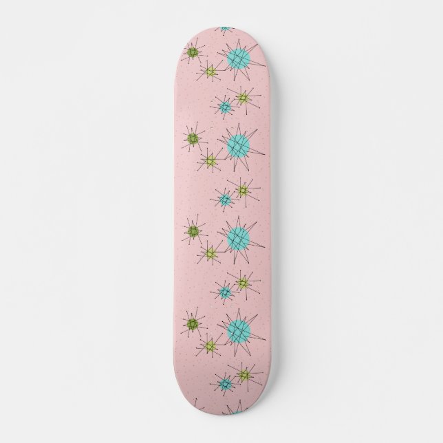 Rosa Iconic Atomic Starbursts Skateboard Bräda 19,5 Cm (Framsida)