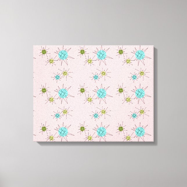 Rosa Iconic Atomic Starbursts Stretched Canvas (Framsida)