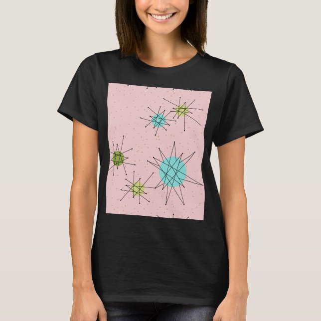 Rosa Iconic Atomic Starbursts T-Shirt (Framsida)