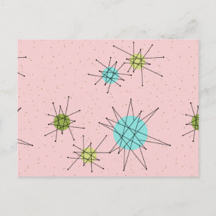 Rosa Iconic Atomic Starbursts vykort