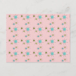 Rosa Iconic Atomic Starbursts vykort
