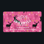 Rosa-ID för renar och Snöflingor Mönster Fraktsedel<br><div class="desc">Den här juletiketten är utformad för att dansa och prantera renar i en modern palett av mörk espresso och mauve med en orkidébakgrund för rosa som sprinklats med snöflingor och kalkgröna accenter. Du har lagt till "Glad helg text" som tillval men kan raderas om du vill. Sök i ID546 om...</div>