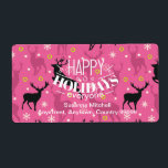 Rosa-ID för renar och Snöflingor Mönster Fraktsedel<br><div class="desc">Den här juletiketten är utformad för att dansa och prantera renar i en modern palett av mörk espresso och mauve med en orkidébakgrund för rosa som sprinklats med snöflingor och kalkgröna accenter. Du har lagt till "Glad helg text" som tillval men kan raderas om du vill. Sök i ID546 om...</div>