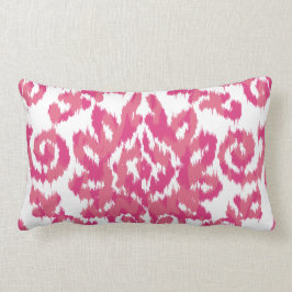 Rosa Ikat Boho Whimsical Ethnic Girly White & Rosa Lumbarkudde