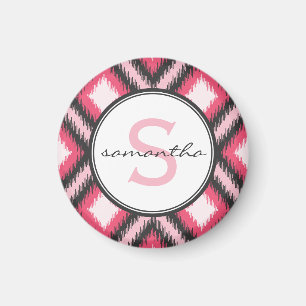 Rosa Ikat Monogram Magnet