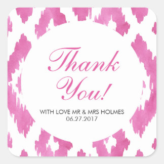 Rosa Ikat Tack Fyrkantigt Klistermärke