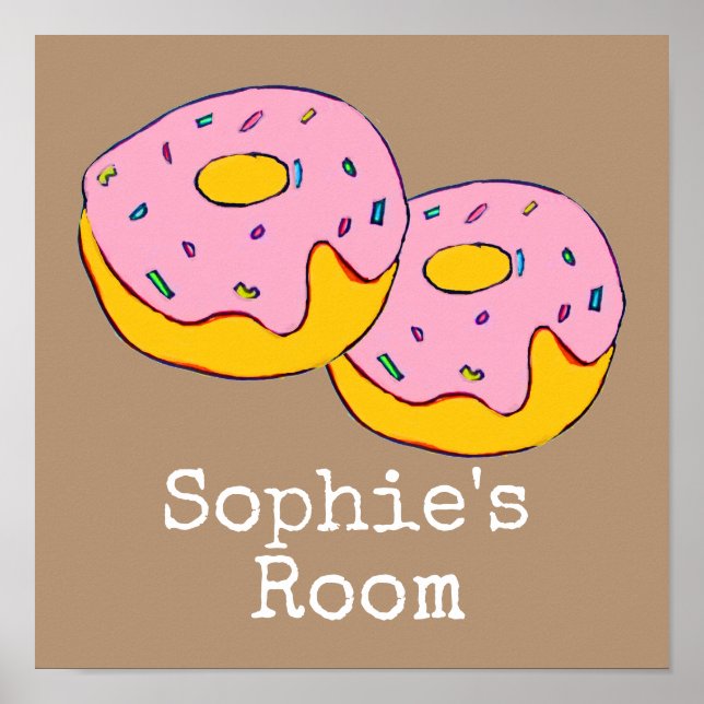 Rosa iking dounut Söt matkonst Flickans rum Poster (Framsidan)