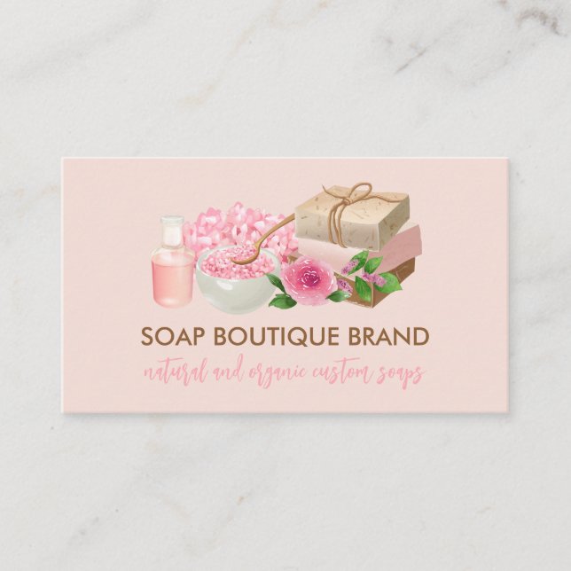  Rosa Illustration Handmade Craft Soap Visitkort (Framsida)