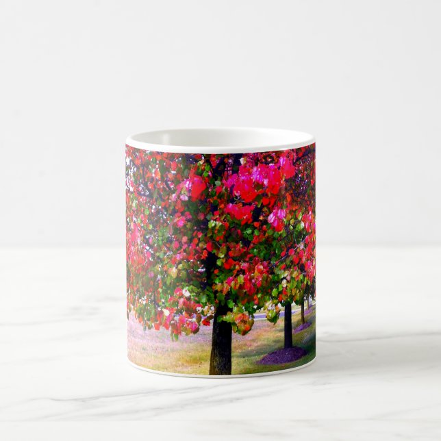 Rosa impressionistisk Höst löv träd Kaffemugg (Center)