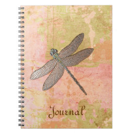 Rosa Impressions Dragonfly Anteckningsbok Med Spiral
