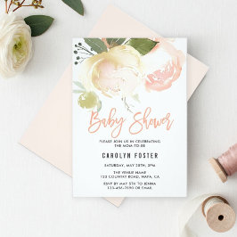 Rosa Inbjudan till babybabyn i elfenbenstornet